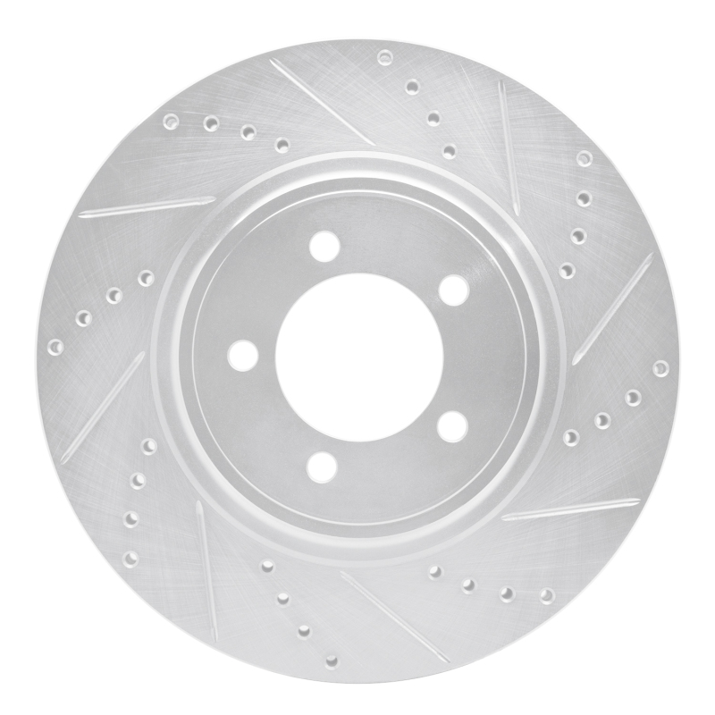 Picture of RNC Brake Rotor - Drill & Slot - R1 03-05 Lincoln AVIATOR Front Right Drilled & Slotted Silver Brake Rotor rnc631-55007R