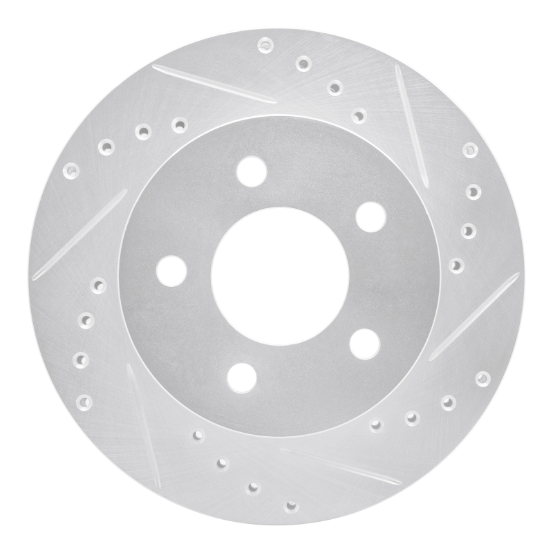 Picture of RNC Brake Rotor - Drill & Slot - R1 91-94 Ford Crown Victoria Front Right Drilled & Slotted Silver Brake Rotor rnc631-56009R