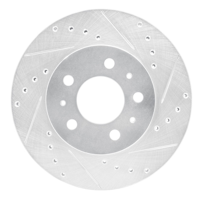 Picture of RNC Brake Rotor - Drill & Slot - R1 95-97 Ford Crown Victoria Front Right Drilled & Slotted Silver Brake Rotor rnc631-56012R
