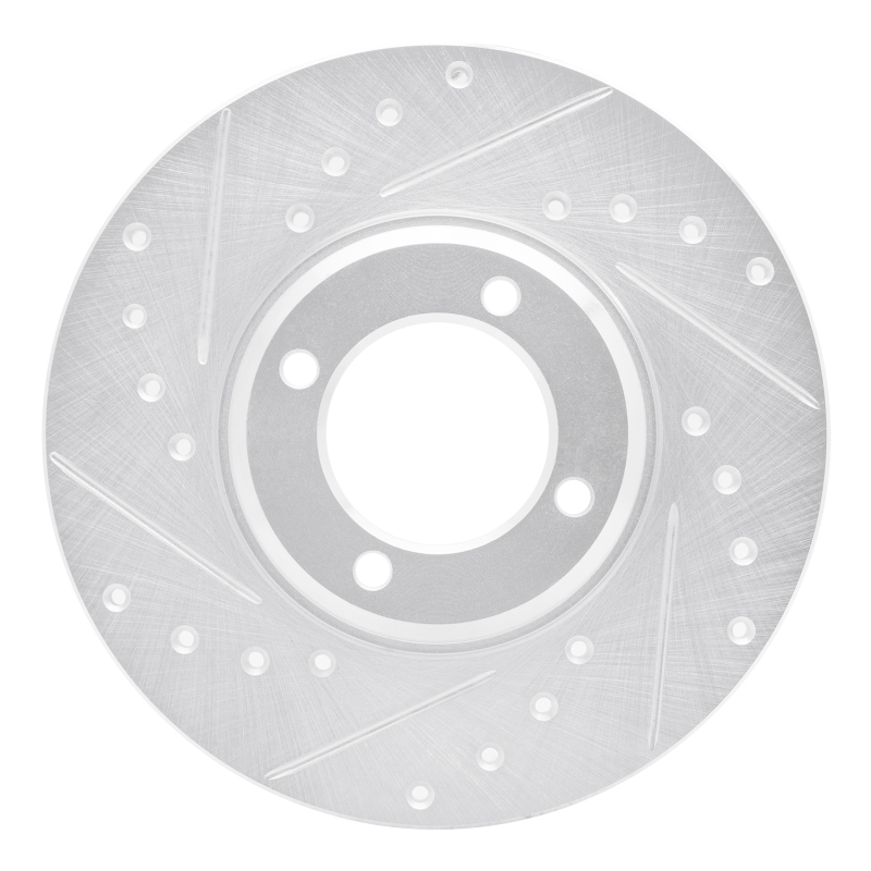 Picture of RNC Brake Rotor - Drill & Slot - R1 63-86 Ford Cortina Front Left Drilled & Slotted Silver Brake Rotor rnc631-56018L