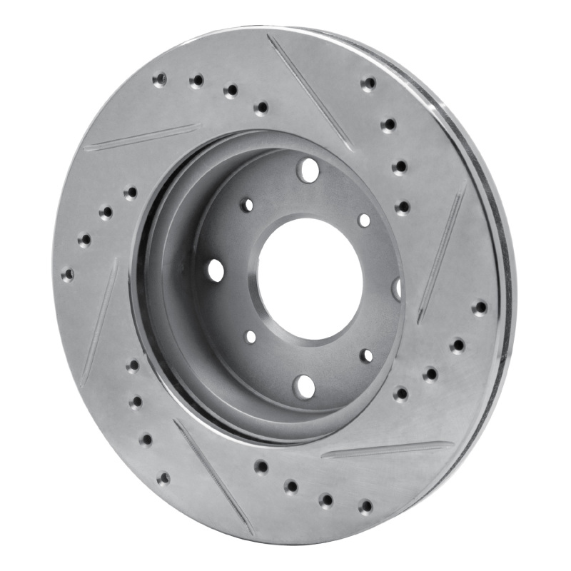 Picture of RNC Brake Rotor - Drill & Slot - R1 86-87 Acura Legend Front Left Drilled & Slotted Silver Brake Rotor rnc631-58001L