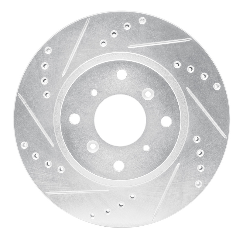 Picture of RNC Brake Rotor - Drill & Slot - R1 87-90 Acura Legend Front Left Drilled & Slotted Silver Brake Rotor rnc631-58003L