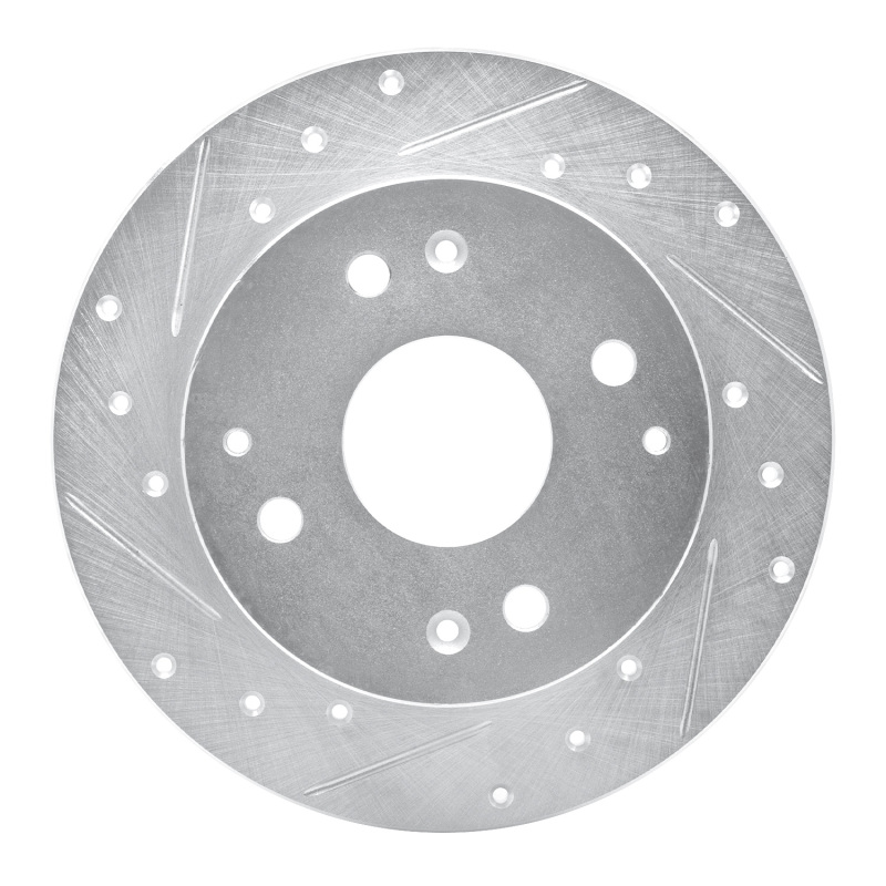 Picture of RNC Brake Rotor - Drill & Slot - R1 92-94 Acura Vigor Rear Left Drilled & Slotted Silver Brake Rotor rnc631-58007L