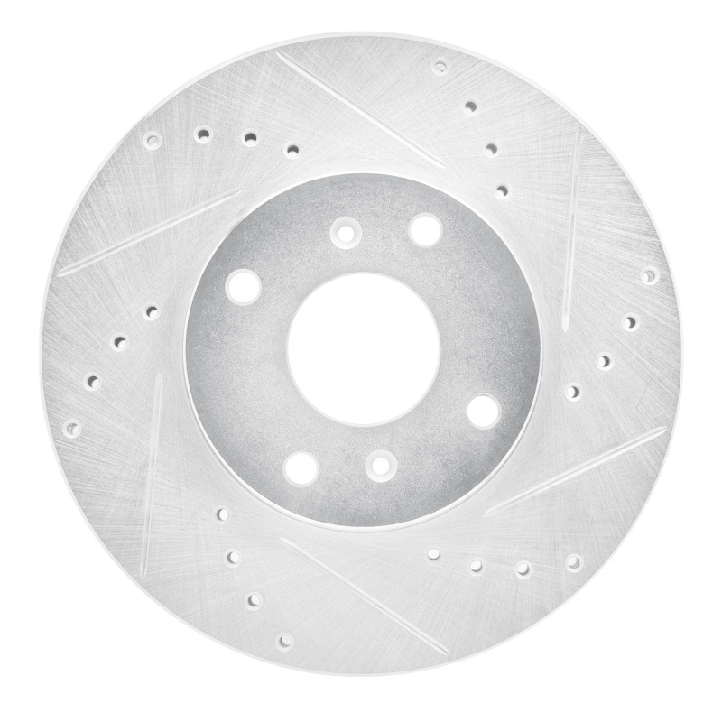 Picture of RNC Brake Rotor - Drill & Slot - R1 98-99 Acura CL Front Right Drilled & Slotted Silver Brake Rotor rnc631-58010R