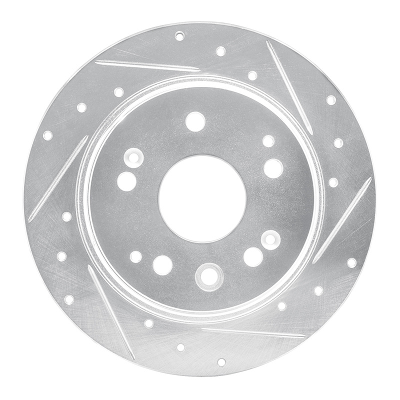 Picture of RNC Brake Rotor - Drill & Slot - R1 01-03 Acura CL Rear Right Drilled & Slotted Silver Brake Rotor rnc631-58017R