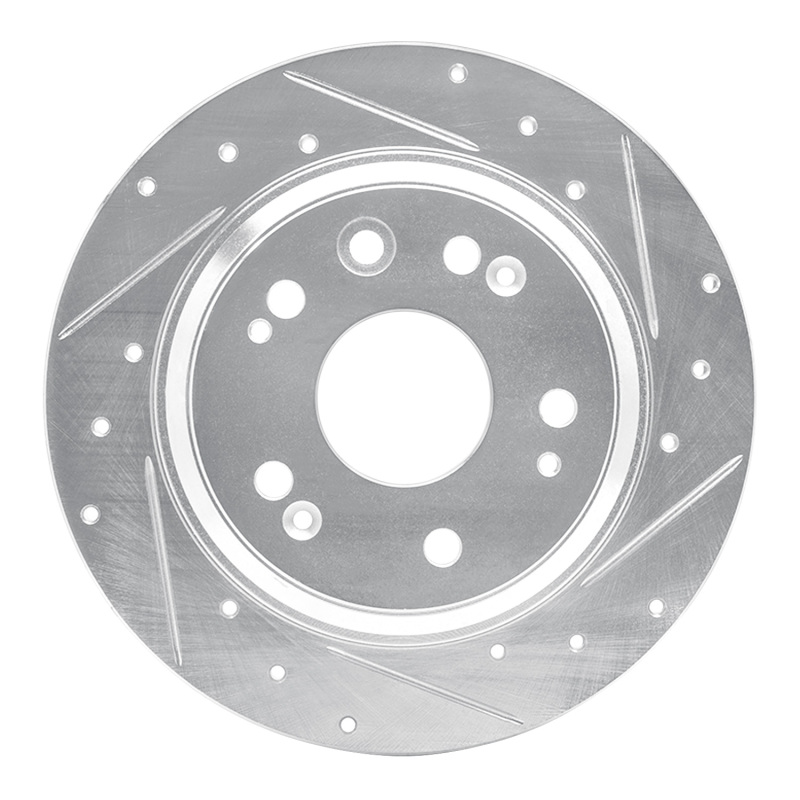 Picture of RNC Brake Rotor - Drill & Slot - R1 02-04 Acura RL Rear Right Drilled & Slotted Silver Brake Rotor rnc631-58018R
