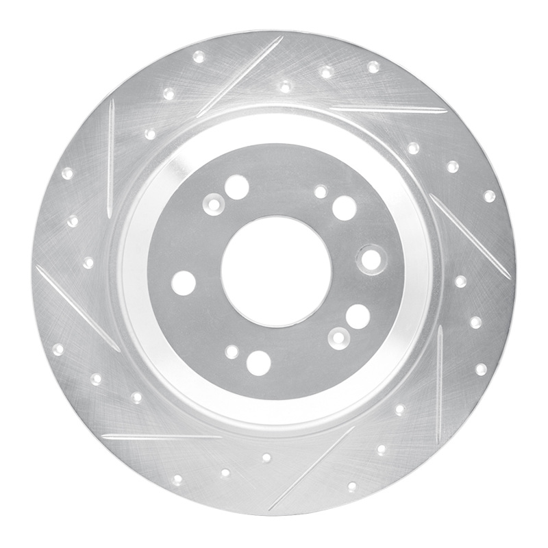 Picture of RNC Brake Rotor - Drill & Slot - R1 09-14 Acura TL Rear Left Drilled & Slotted Silver Brake Rotor rnc631-58023L