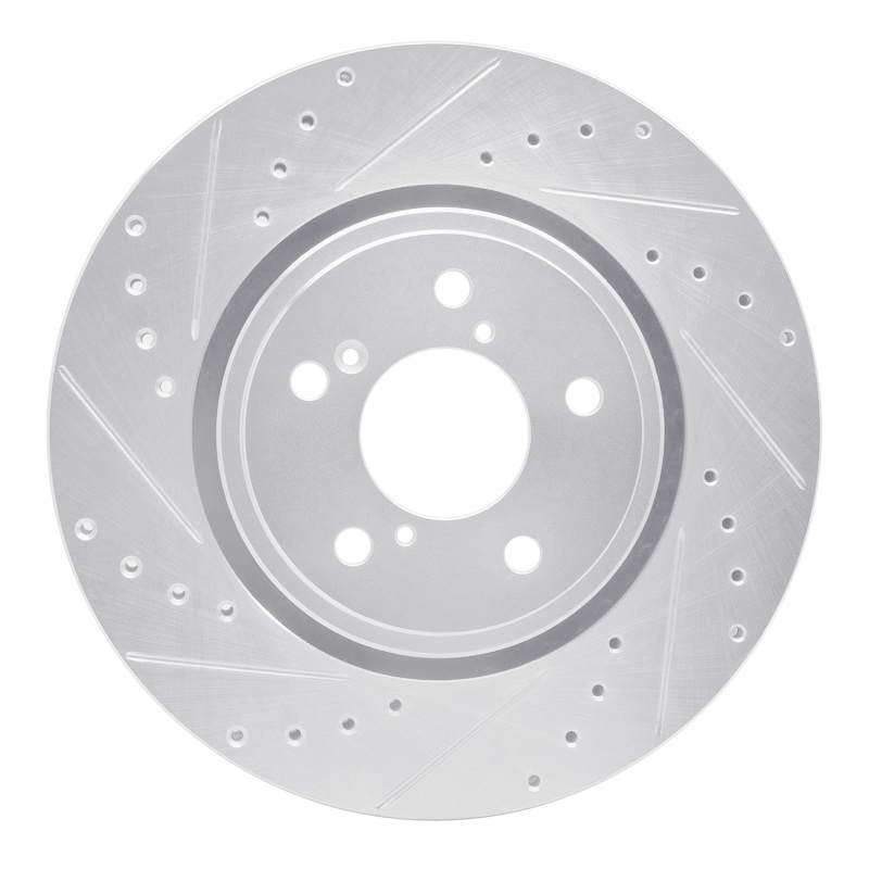 Picture of RNC Brake Rotor - Drill & Slot - R1 17-20 Acura MDX Front Left Drilled & Slotted Silver Brake Rotor rnc631-58031L