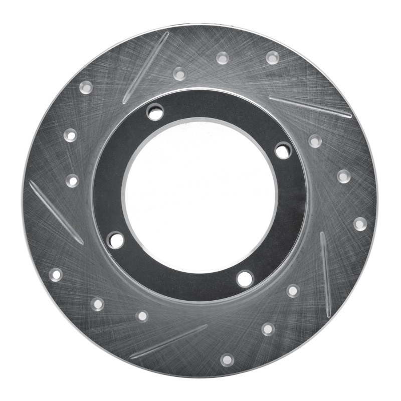 Picture of RNC Brake Rotor - Drill & Slot - R1 73-79 Honda Civic Hatchback Front Left Drilled & Slotted Silver Brake Rotor rnc631-59000L