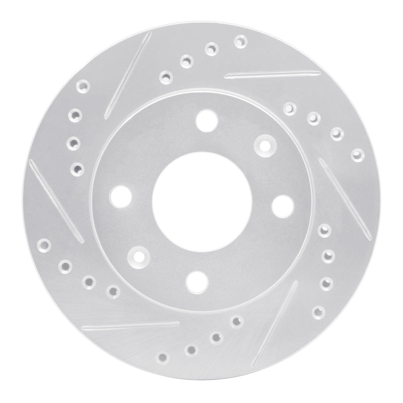 Picture of RNC Brake Rotor - Drill & Slot - R1 83-87 Honda Prelude Front Left Drilled & Slotted Silver Brake Rotor rnc631-59003L