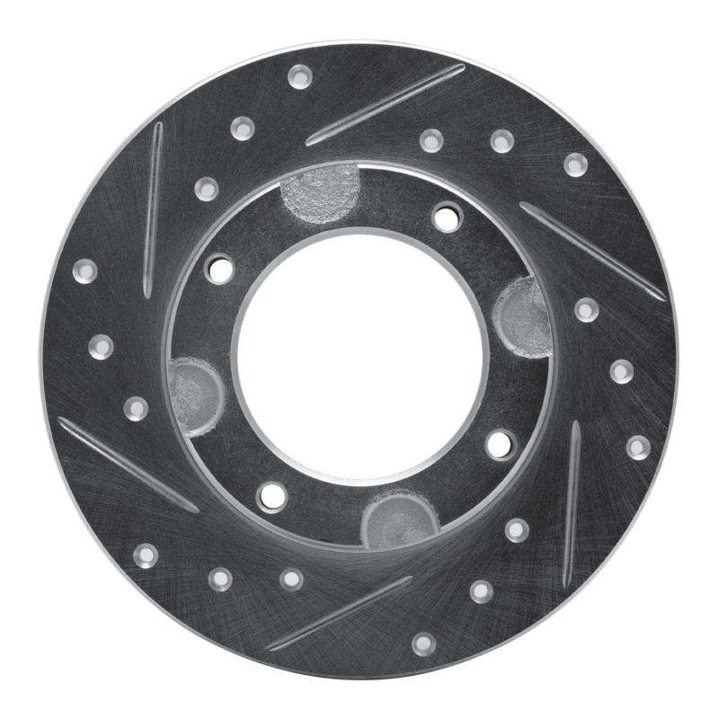 Picture of RNC Brake Rotor - Drill & Slot - R1 76-81 Honda Accord Hatchback Front Left Drilled & Slotted Silver Brake Rotor rnc631-59002L