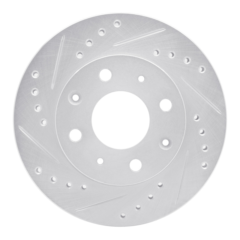 Picture of RNC Brake Rotor - Drill & Slot - R1 82-83 Honda Accord Sedan Front Left Drilled & Slotted Silver Brake Rotor rnc631-59004L