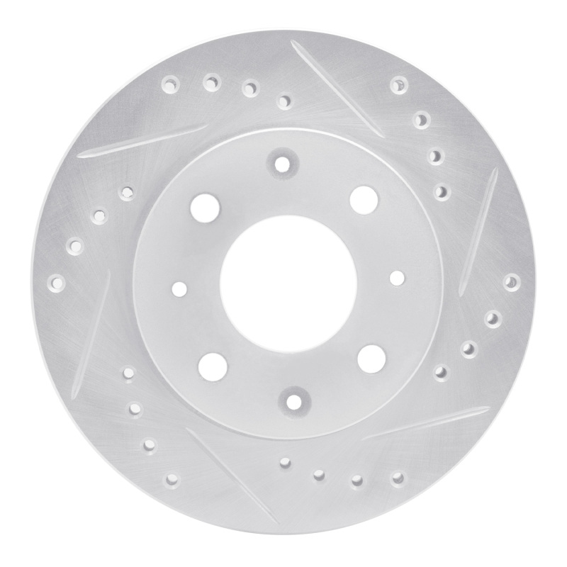 Picture of RNC Brake Rotor - Drill & Slot - R1 82-83 Honda Civic Hatchback Front Right Drilled & Slotted Silver Brake Rotor rnc631-59004R
