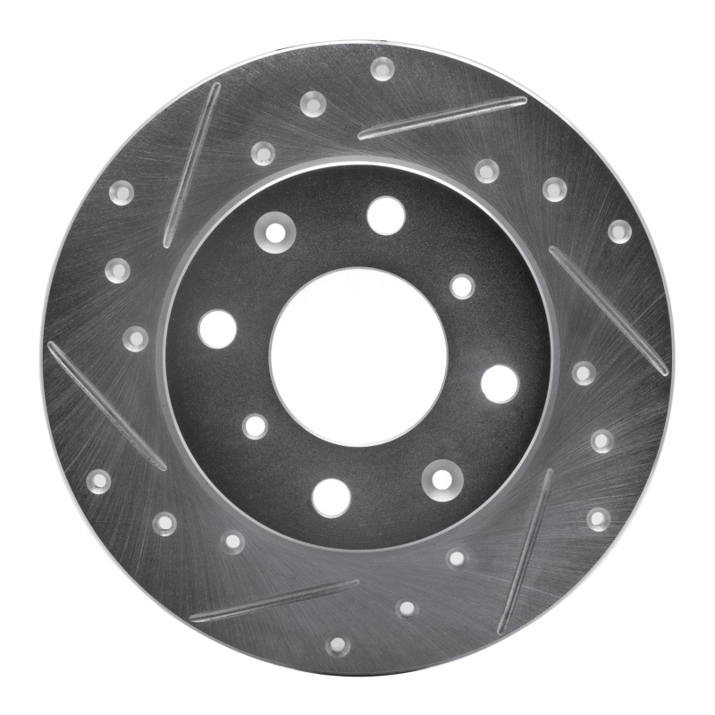 Picture of RNC Brake Rotor - Drill & Slot - R1 79-83 Honda Civic Sedan Front Left Drilled & Slotted Silver Brake Rotor rnc631-59008L