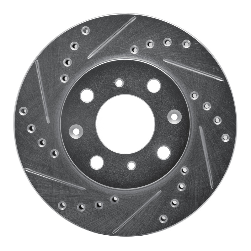 Picture of RNC Brake Rotor - Drill & Slot - R1 84-90 Honda Accord Sedan Front Left Drilled & Slotted Silver Brake Rotor rnc631-59011L