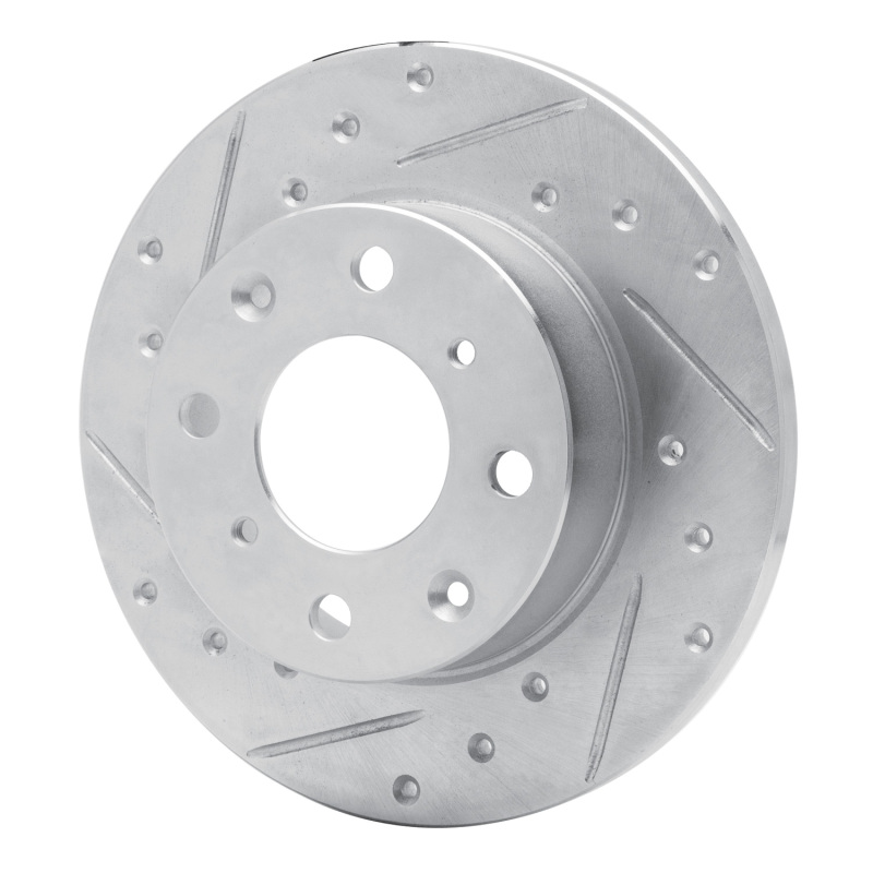 Picture of RNC Brake Rotor - Drill & Slot - R1 79-83 Honda Civic Sedan Front Left Drilled & Slotted Silver Brake Rotor rnc631-59008L