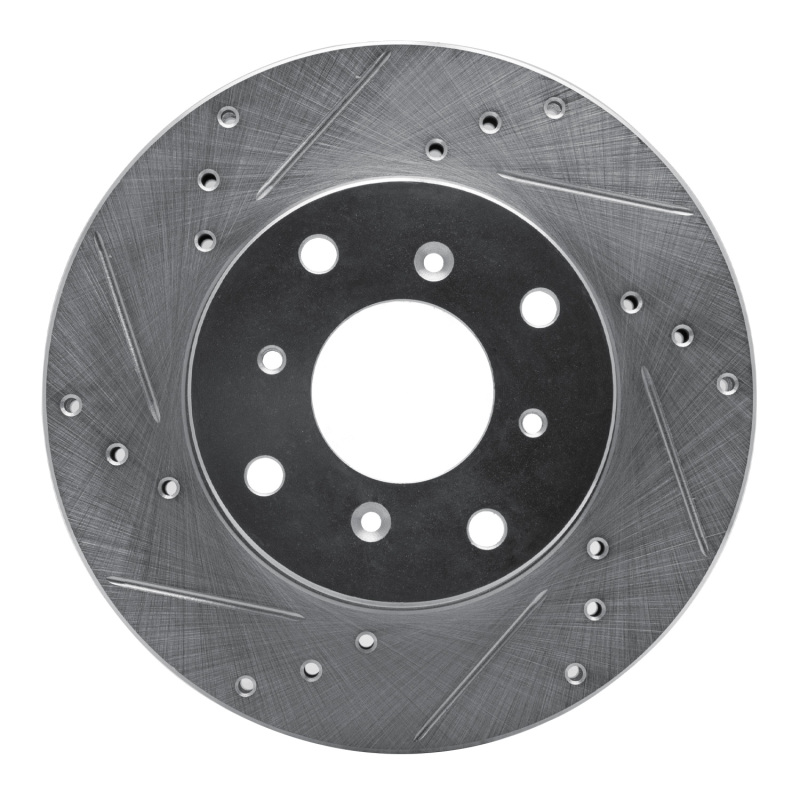 Picture of RNC Brake Rotor - Drill & Slot - R1 92-96 Honda Prelude Front Left Drilled & Slotted Silver Brake Rotor rnc631-59021L