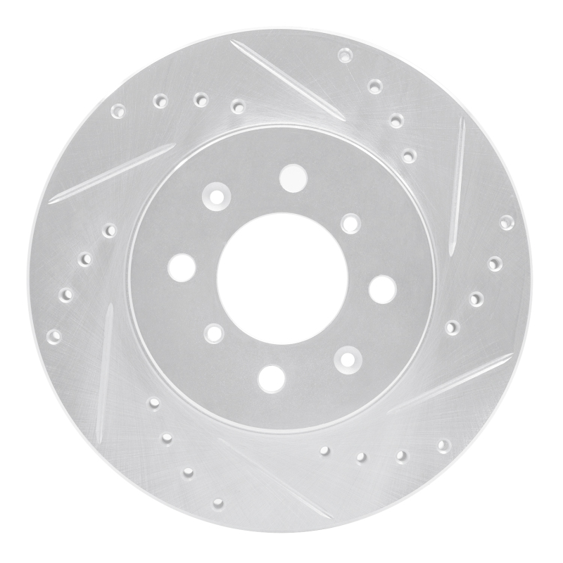 Picture of RNC Brake Rotor - Drill & Slot - R1 88-91 Honda Accord Coupe Front Right Drilled & Slotted Silver Brake Rotor rnc631-59015R