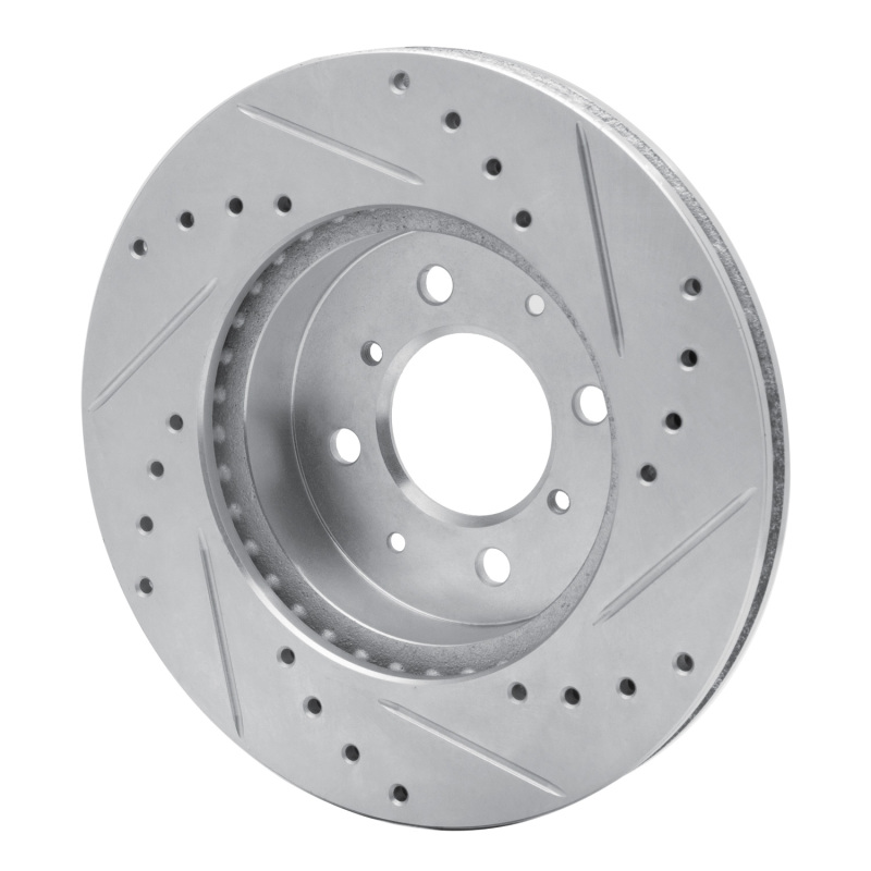 Picture of RNC Brake Rotor - Drill & Slot - R1 88-91 Honda Accord Coupe Front Left Drilled & Slotted Silver Brake Rotor rnc631-59015L