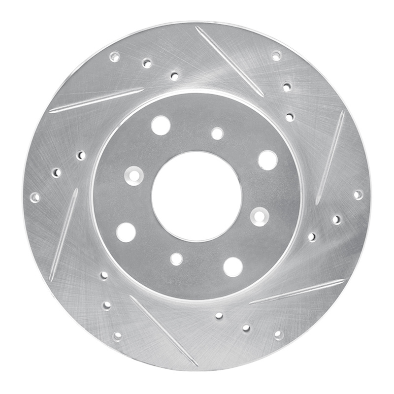 Picture of RNC Brake Rotor - Drill & Slot - R1 92-96 Honda Prelude Front Right Drilled & Slotted Silver Brake Rotor rnc631-59021R