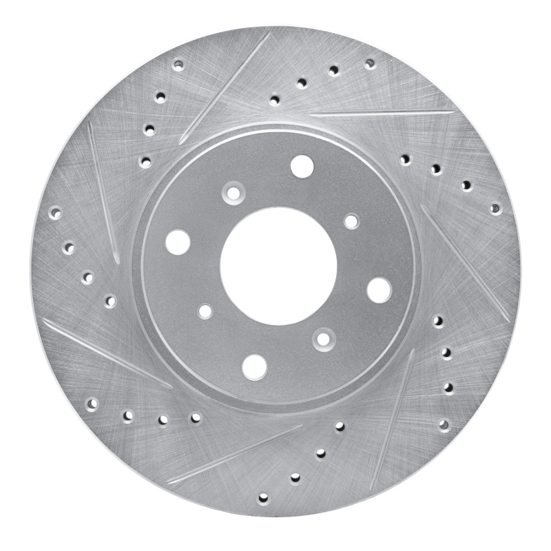 Picture of RNC Brake Rotor - Drill & Slot - R1 92-96 Honda Prelude Front Left Drilled & Slotted Silver Brake Rotor rnc631-59022L