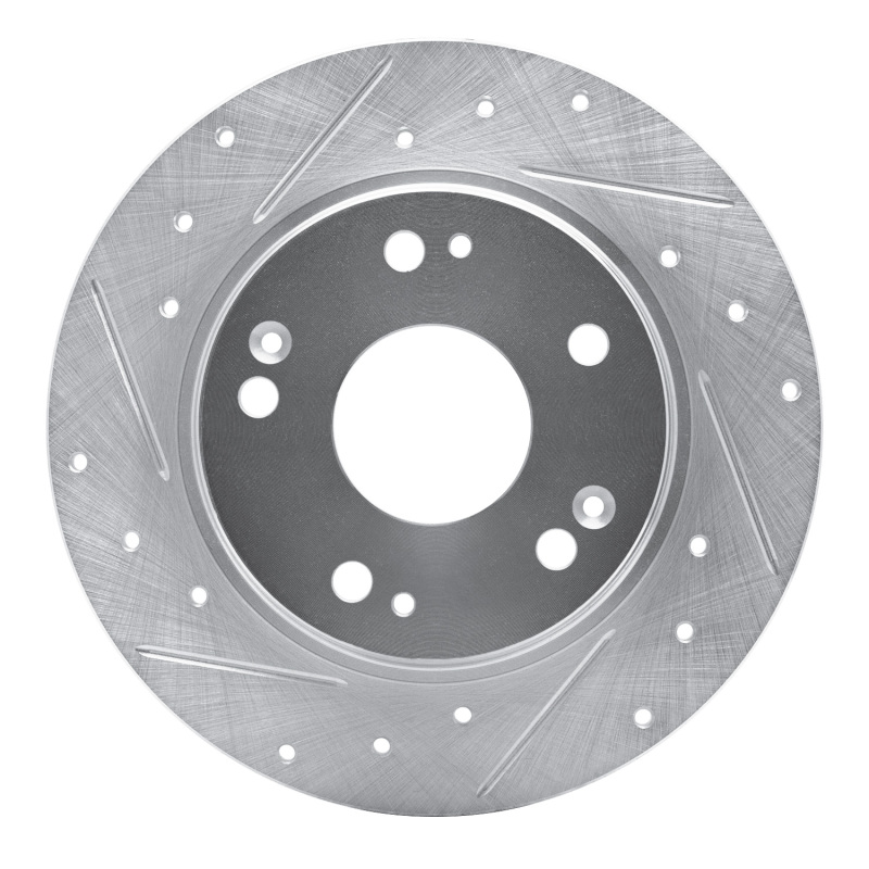 Picture of RNC Brake Rotor - Drill & Slot - R1 11-15 Honda CR-Z Rear Left Drilled & Slotted Silver Brake Rotor rnc631-59035L
