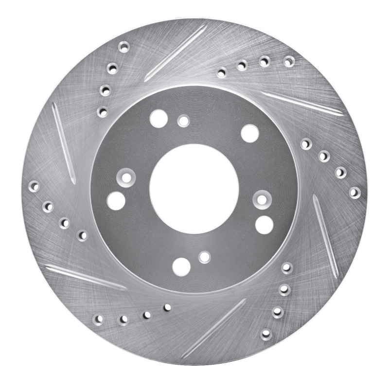 Picture of RNC Brake Rotor - Drill & Slot - R1 12-15 Acura ILX Front Left Drilled & Slotted Silver Brake Rotor rnc631-59036L