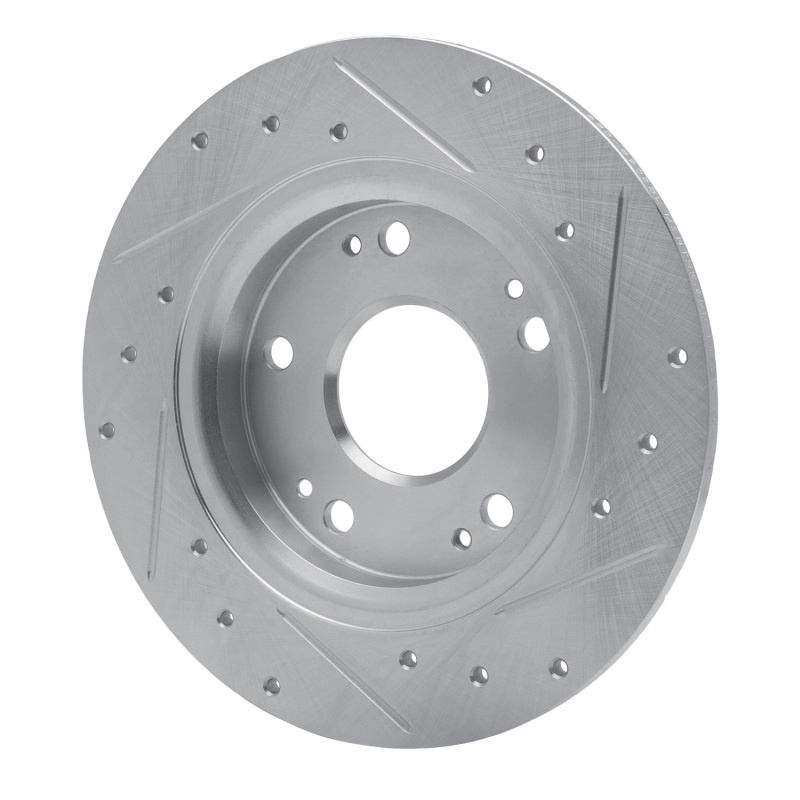 Picture of RNC Brake Rotor - Drill & Slot - R1 11-15 Honda CR-Z Rear Left Drilled & Slotted Silver Brake Rotor rnc631-59035L