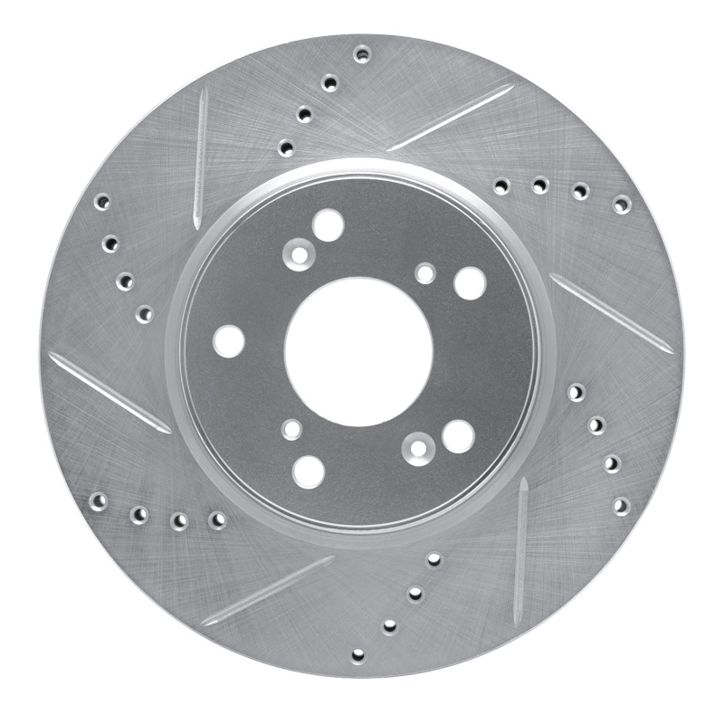 Picture of RNC Brake Rotor - Drill & Slot - R1 13-25 Honda Civic Hatchback Front Left Drilled & Slotted Silver Brake Rotor rnc631-59037L
