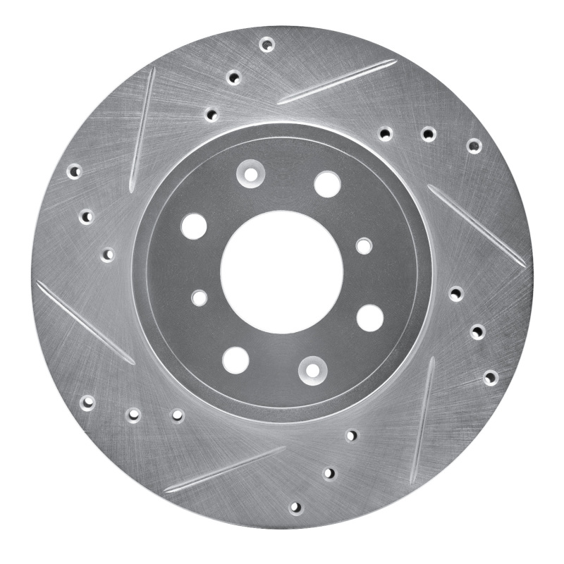 Picture of RNC Brake Rotor - Drill & Slot - R1 15-20 Honda Fit (Mexico) Front Left Drilled & Slotted Silver Brake Rotor rnc631-59038L