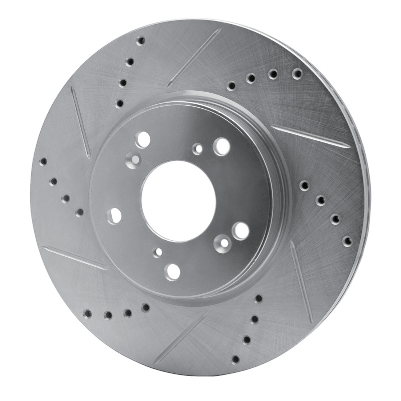 Picture of RNC Brake Rotor - Drill & Slot - R1 13-25 Honda Civic Hatchback Front Left Drilled & Slotted Silver Brake Rotor rnc631-59037L