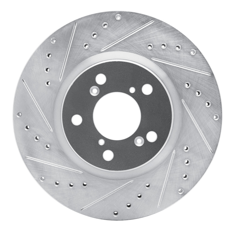 Picture of RNC Brake Rotor - Drill & Slot - R1 06-14 Honda Ridgeline Front Left Drilled & Slotted Silver Brake Rotor rnc631-59051L