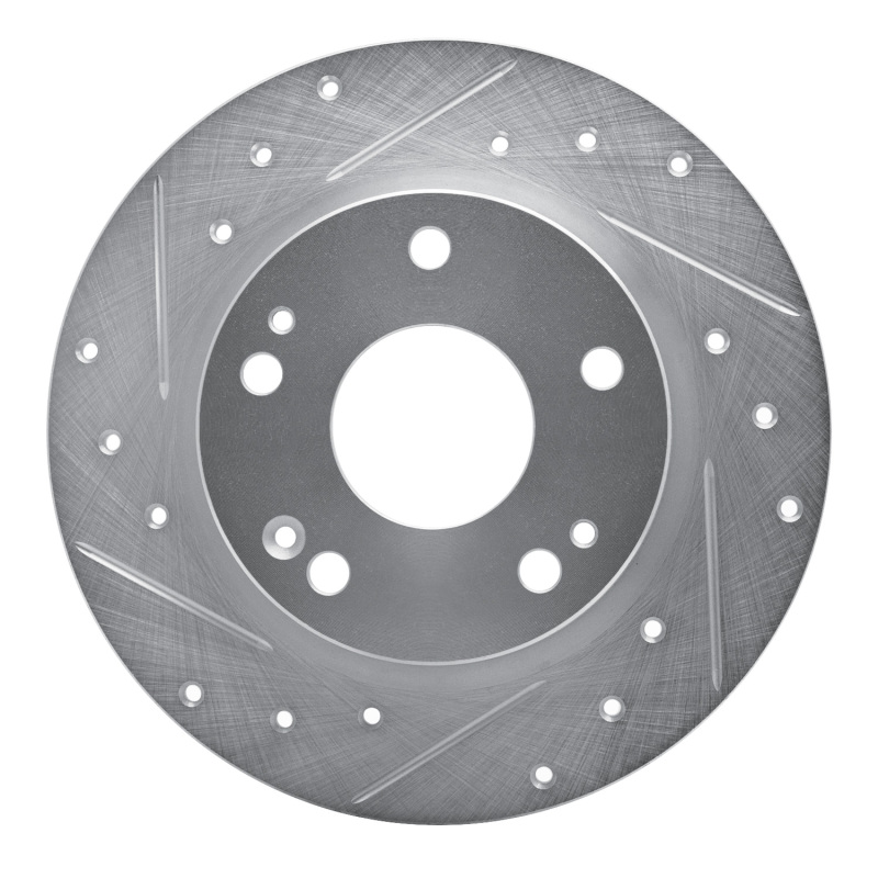 Picture of RNC Brake Rotor - Drill & Slot - R1 16-25 Honda Civic Hatchback Rear Left Drilled & Slotted Silver Brake Rotor rnc631-59059L