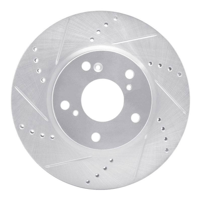 Picture of RNC Brake Rotor - Drill & Slot - R1 16-25 Honda Civic Coupe Front Left Drilled & Slotted Silver Brake Rotor rnc631-59061L