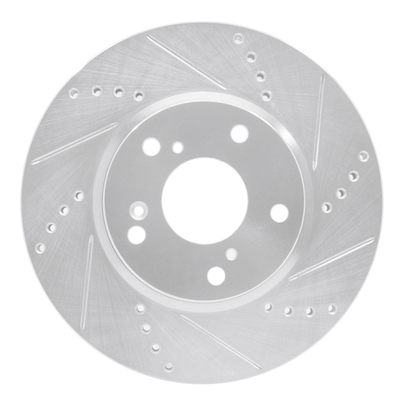 Picture of RNC Brake Rotor - Drill & Slot - R1 16-25 Honda Civic Hatchback Front Right Drilled & Slotted Silver Brake Rotor rnc631-59061R
