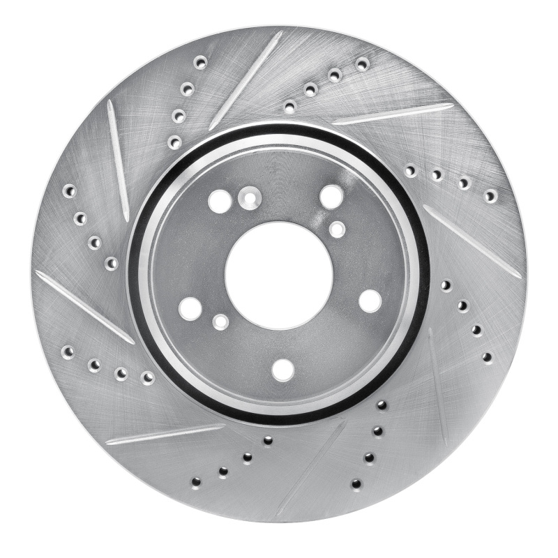 Picture of RNC Brake Rotor - Drill & Slot - R1 16-22 Acura ILX Front Left Drilled & Slotted Silver Brake Rotor rnc631-59063L