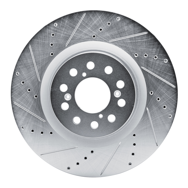 Picture of RNC Brake Rotor - Drill & Slot - R1 17-25 Acura Integra Front Left Drilled & Slotted Silver Brake Rotor rnc631-59065L