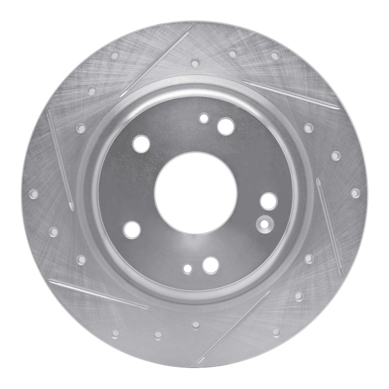 Picture of RNC Brake Rotor - Drill & Slot - R1 17-20 Honda Civic Coupe Rear Left Drilled & Slotted Silver Brake Rotor rnc631-59068L