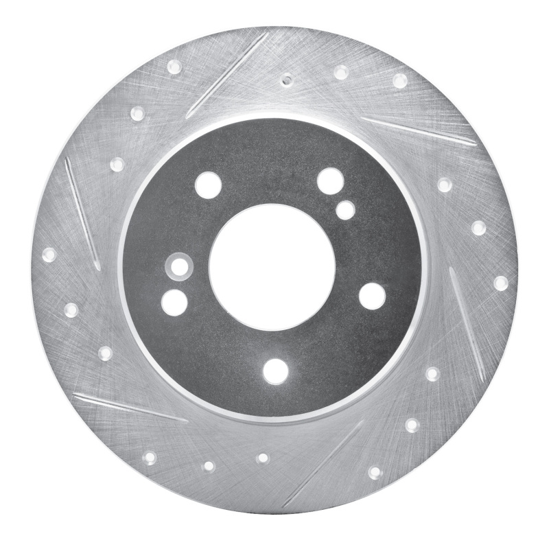 Picture of RNC Brake Rotor - Drill & Slot - R1 87-15 Chrysler Crossfire Rear Left Drilled & Slotted Silver Brake Rotor rnc631-63013L