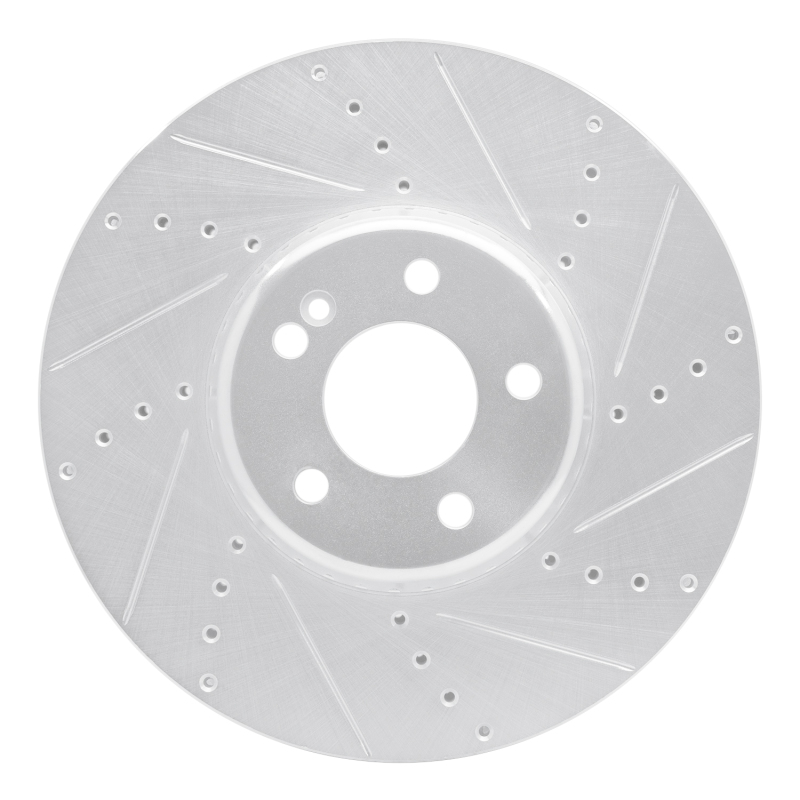 Picture of RNC Brake Rotor - Drill & Slot - R1 15-23 Mercedes-Benz C350E Front Right Drilled & Slotted Silver Brake Rotor rnc631-63119R