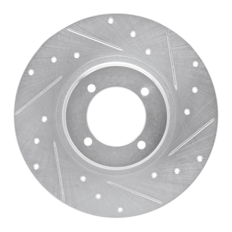 Picture of RNC Brake Rotor - Drill & Slot - R1 62-80 MG MGB Front Right Drilled & Slotted Silver Brake Rotor rnc631-64002R