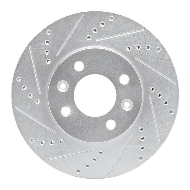 Picture of RNC Brake Rotor - Drill & Slot - R1 88-98 Saab 9000 Front Left Drilled & Slotted Silver Brake Rotor rnc631-65007L