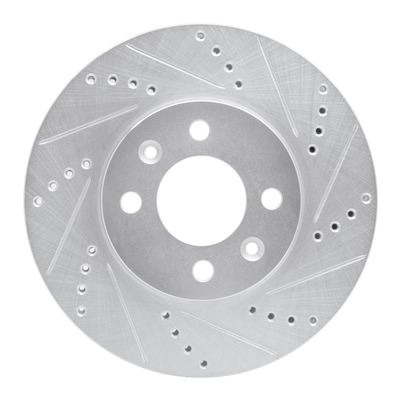 Picture of RNC Brake Rotor - Drill & Slot - R1 88-98 Saab 9000 Front Right Drilled & Slotted Silver Brake Rotor rnc631-65007R
