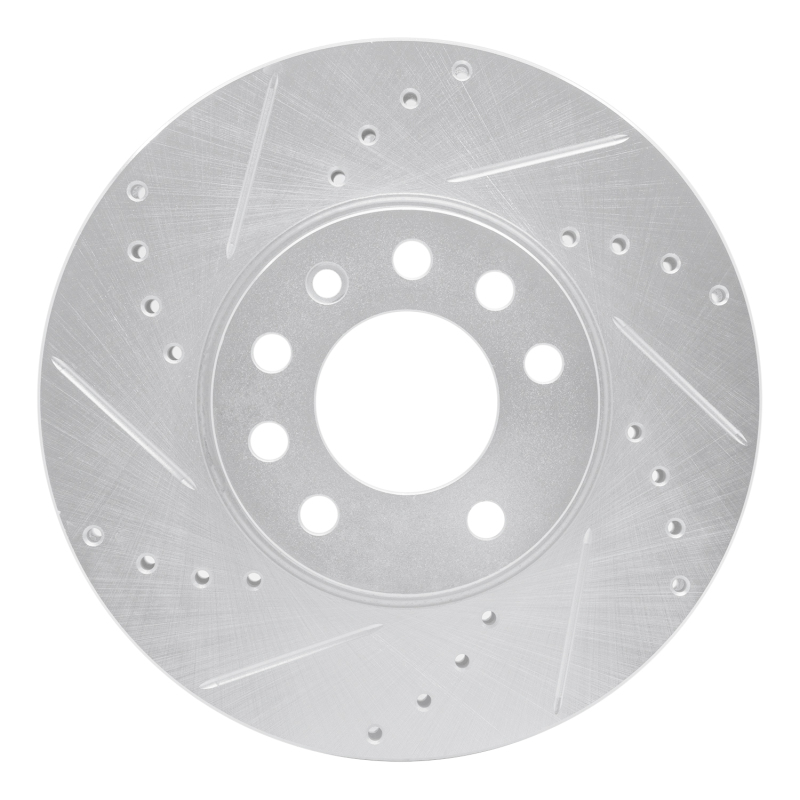 Picture of RNC Brake Rotor - Drill & Slot - R1 03-11 Cadillac BLS (Mexico) Front Left Drilled & Slotted Silver Brake Rotor rnc631-65015L
