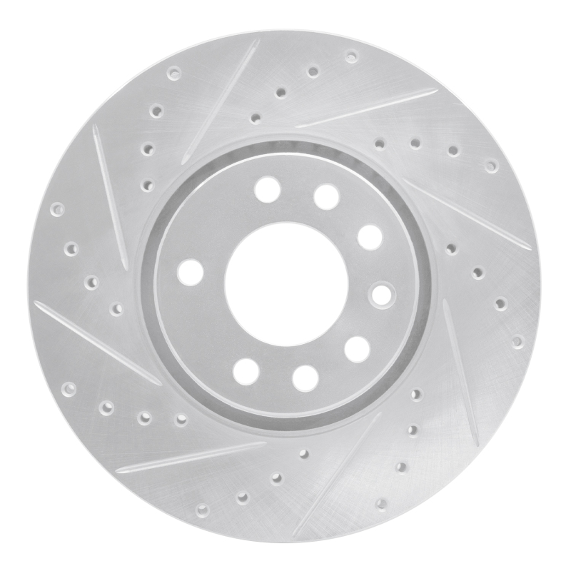 Picture of RNC Brake Rotor - Drill & Slot - R1 03-11 Cadillac BLS (Mexico) Front Left Drilled & Slotted Silver Brake Rotor rnc631-65016L