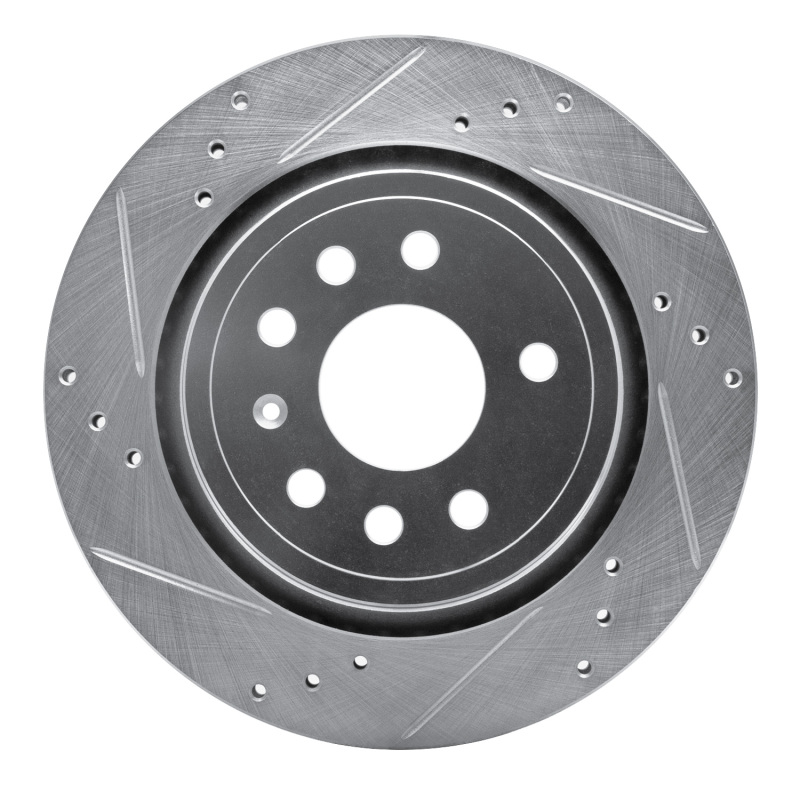 Picture of RNC Brake Rotor - Drill & Slot - R1 03-11 Cadillac BLS (Mexico) Rear Left Drilled & Slotted Silver Brake Rotor rnc631-65018L