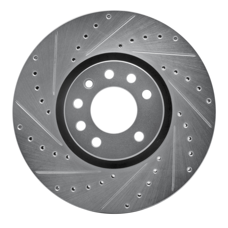 Picture of RNC Brake Rotor - Drill & Slot - R1 03-11 Cadillac BLS (Mexico) Front Left Drilled & Slotted Silver Brake Rotor rnc631-65019L