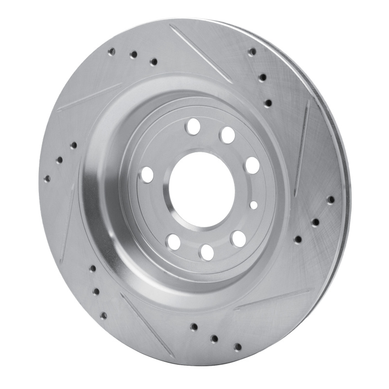 Picture of RNC Brake Rotor - Drill & Slot - R1 03-11 Cadillac BLS (Mexico) Rear Left Drilled & Slotted Silver Brake Rotor rnc631-65018L