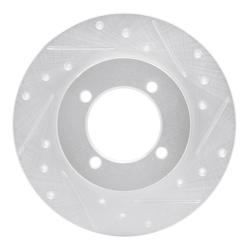Picture of RNC Brake Rotor - Drill & Slot - R1 74-75 Nissan 610 Front Right Drilled & Slotted Silver Brake Rotor rnc631-67006R