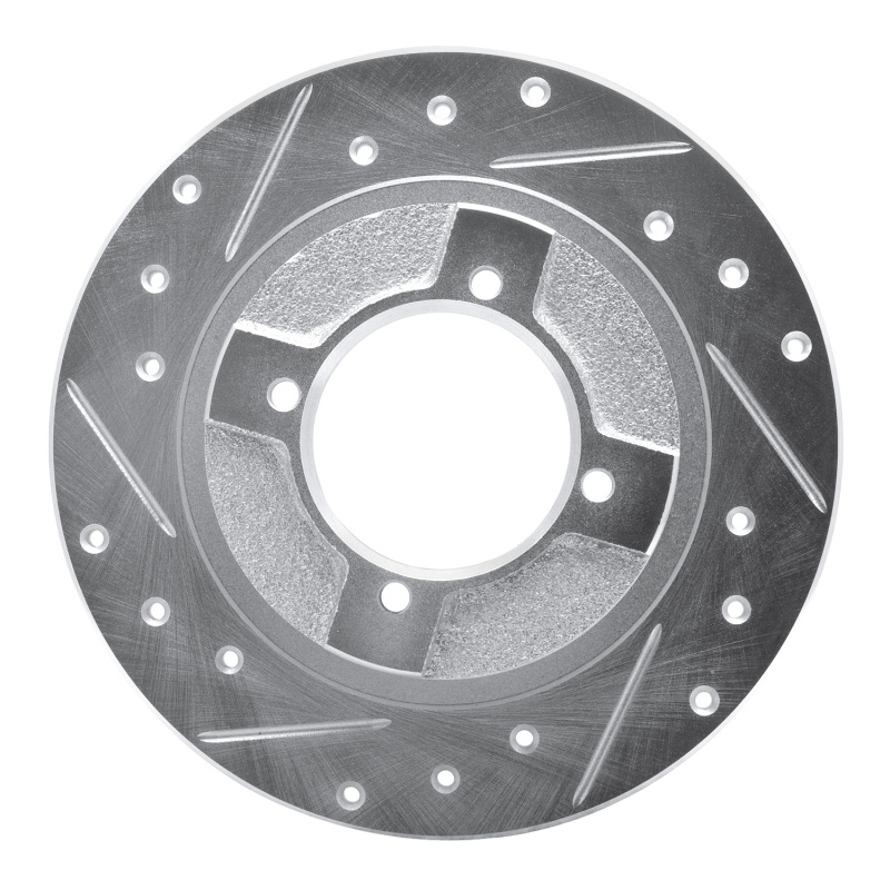 Picture of RNC Brake Rotor - Drill & Slot - R1 82-86 Nissan Pulsar NX Front Left Drilled & Slotted Silver Brake Rotor rnc631-67013L
